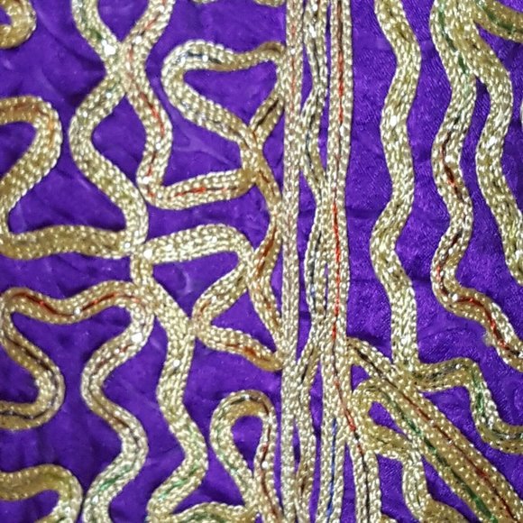 MEETU MAGIC Purple Embroidered Muumuu Kaftan One Piece Tunic Caftan Pull Over - Picture 3 of 5